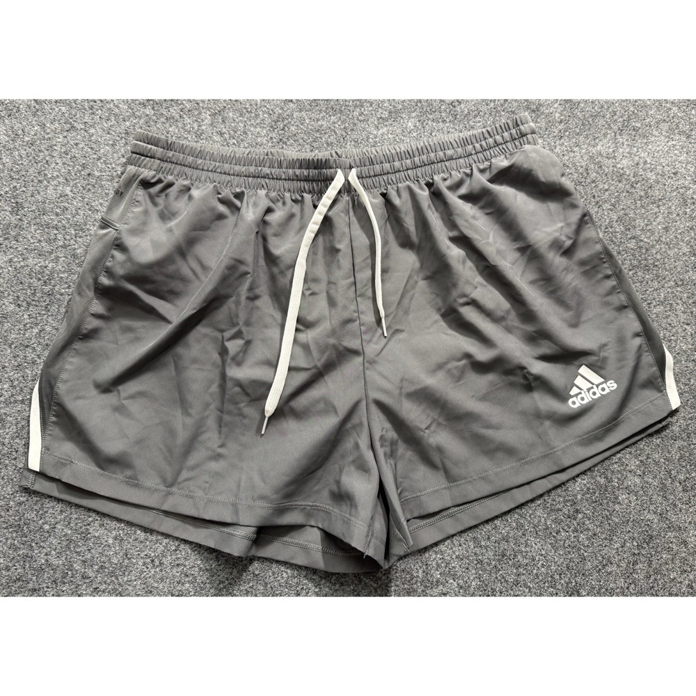 Adidas Women's Ti Run Shorts XL Gray White Aeroready Running Athletic Lined NWT